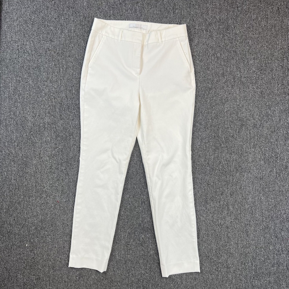 White House Black Market Elle Slim Pants 2 White Professional Tapered Office